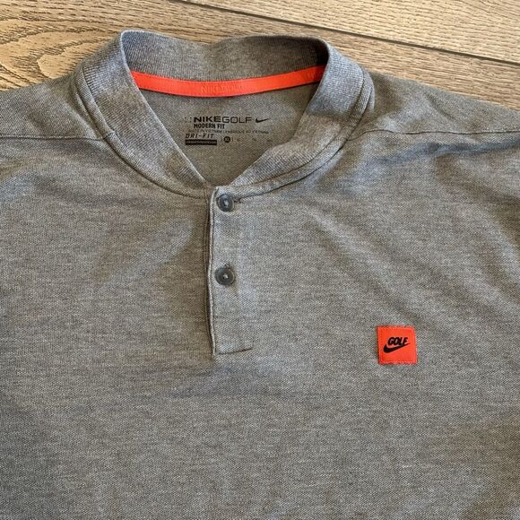 Nike Golf Modern Fit Polo Shirt Mens XL Gray Orange Blade Collar Dri Fit Preppy - Picture 1 of 7